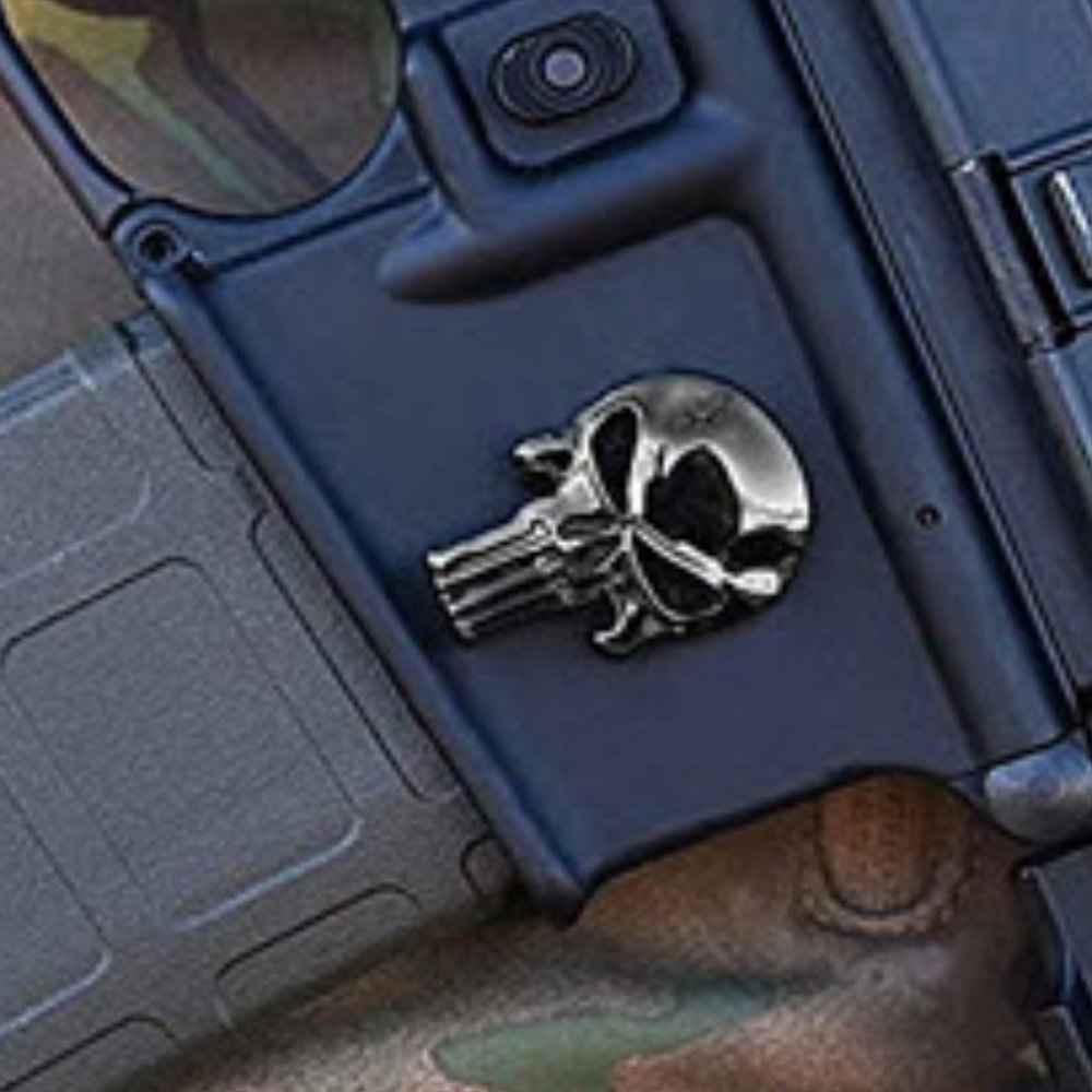 Dark Gunmetal The Punisher metal 3D sticker decal - Picture 3 of 4